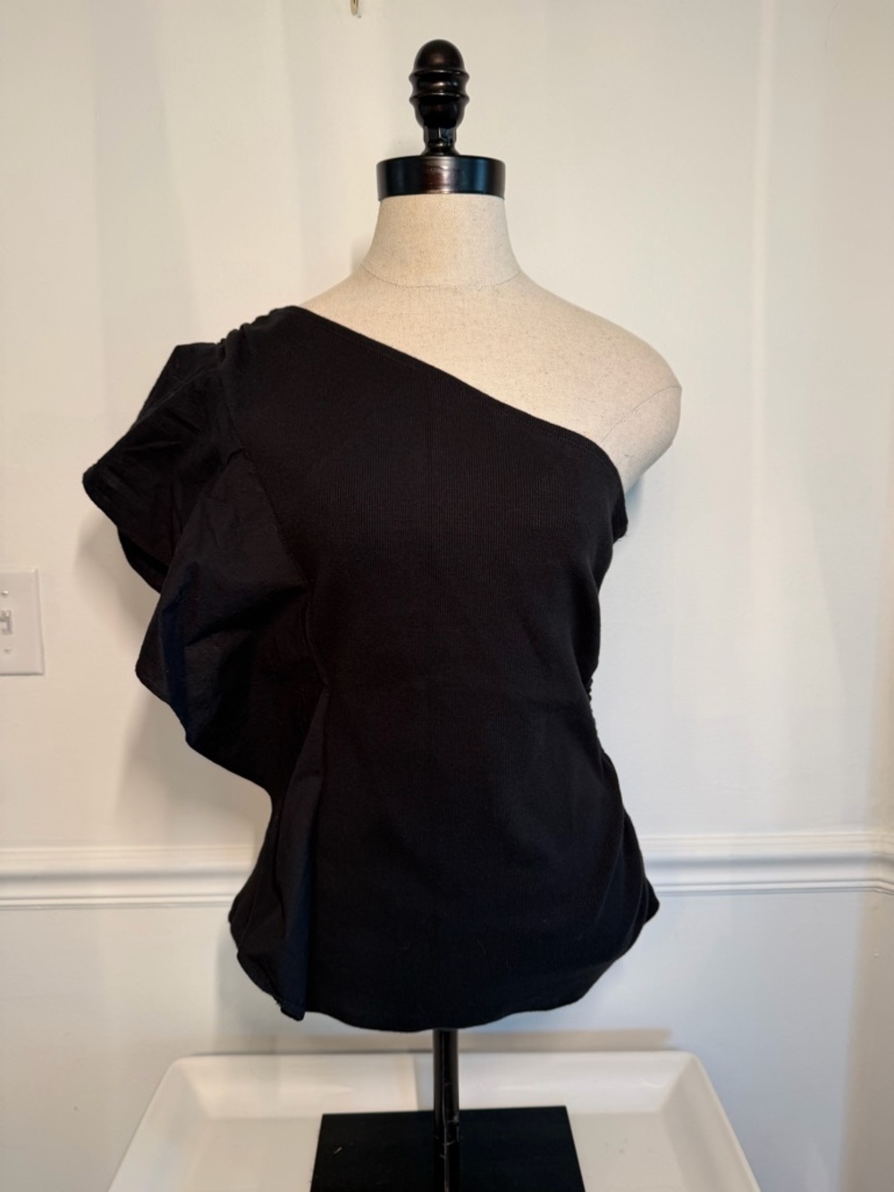 Anthropologie One-Shoulder Black Top - Size L - Picture 5 of 9